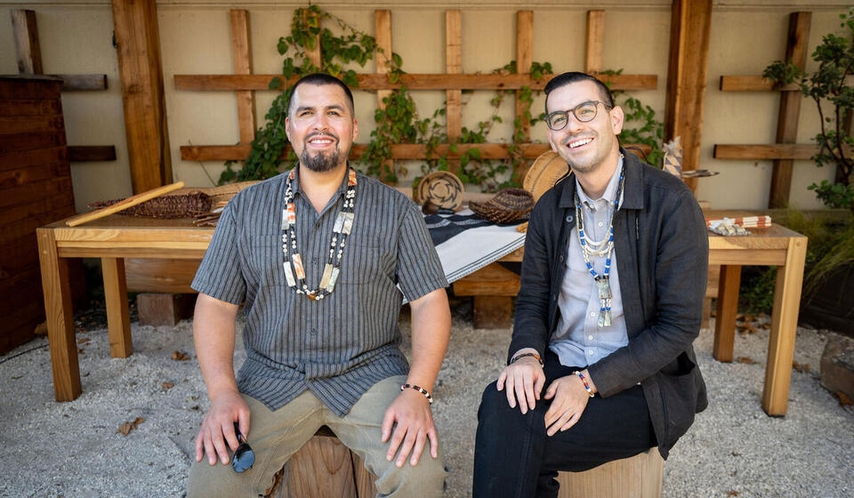Ohlone cultural leaders Vincent Medina (left) and Louis Trevino