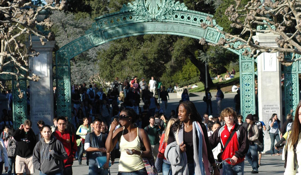 Students around Sather Gate